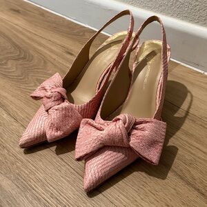 ANTONIO MELANI Pink Slingback Heels with Bow Detail size 7